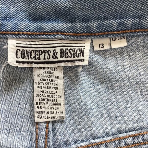 Vintage 2-Piece Matching Jean Shorts Crop Top Outfit Set By Concept Designs L/13 - Picture 4 of 16